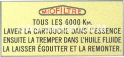 Airfilterhouse sticker 'MIOFILTRE' 11CV