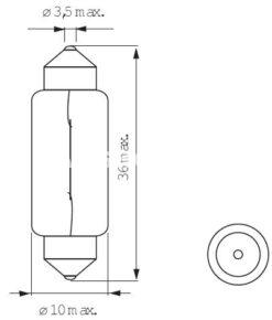 Festoon bulb 6V 5W, sidelight
