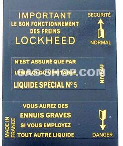 Brake fluid reservoir sticker