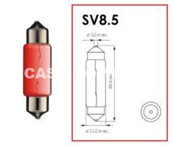 Festoon bulb 6V 5W, sidelight, red