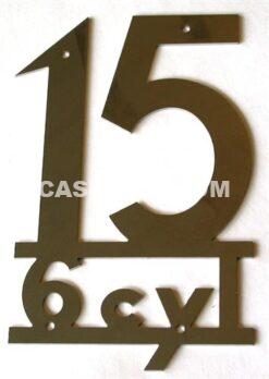 Embleem 15CV-6-cyl achterscherm RVS
